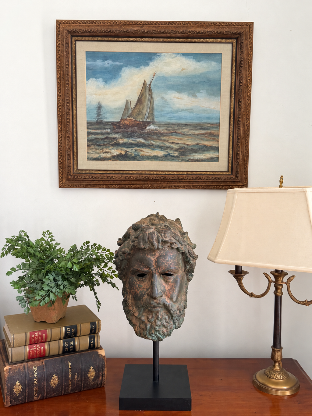Mid-Century Maritime Framed Watercolor
