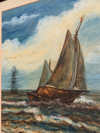 Mid-Century Maritime Framed Watercolor