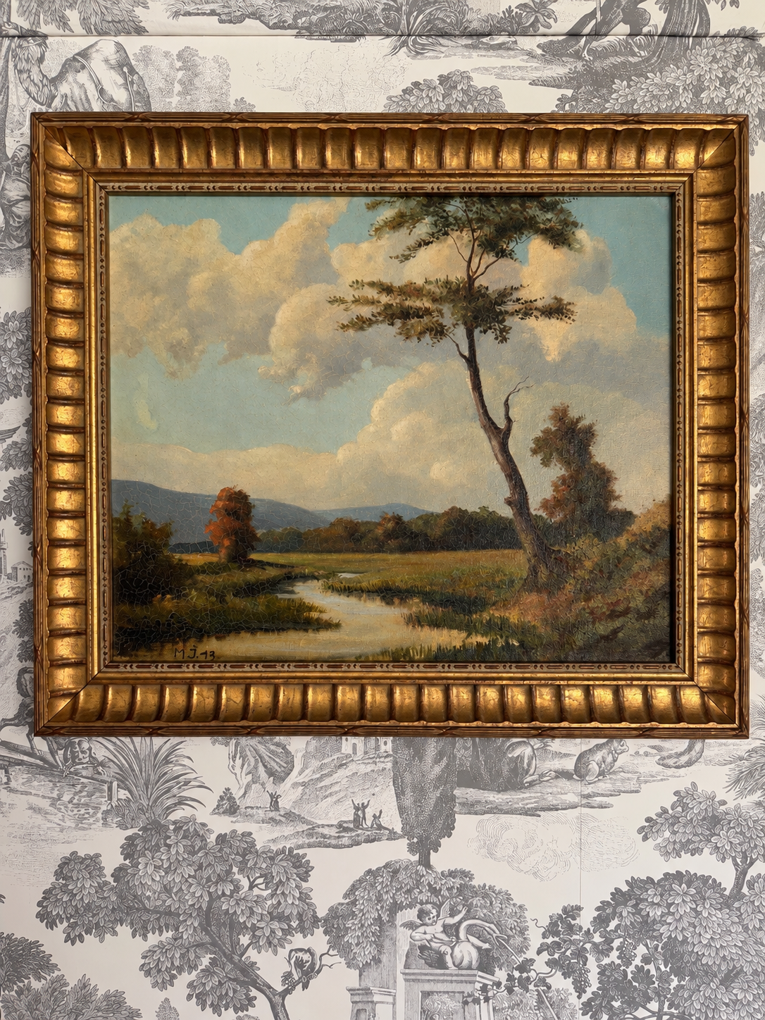 1943 French Painting in Gilt Frame