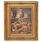 Framed Shepherd Scene, Oil on Canvas