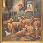 Framed Shepherd Scene, Oil on Canvas