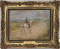 T Mackay Horse & Rider Oil on Canvas