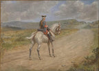 T Mackay Horse & Rider Oil on Canvas